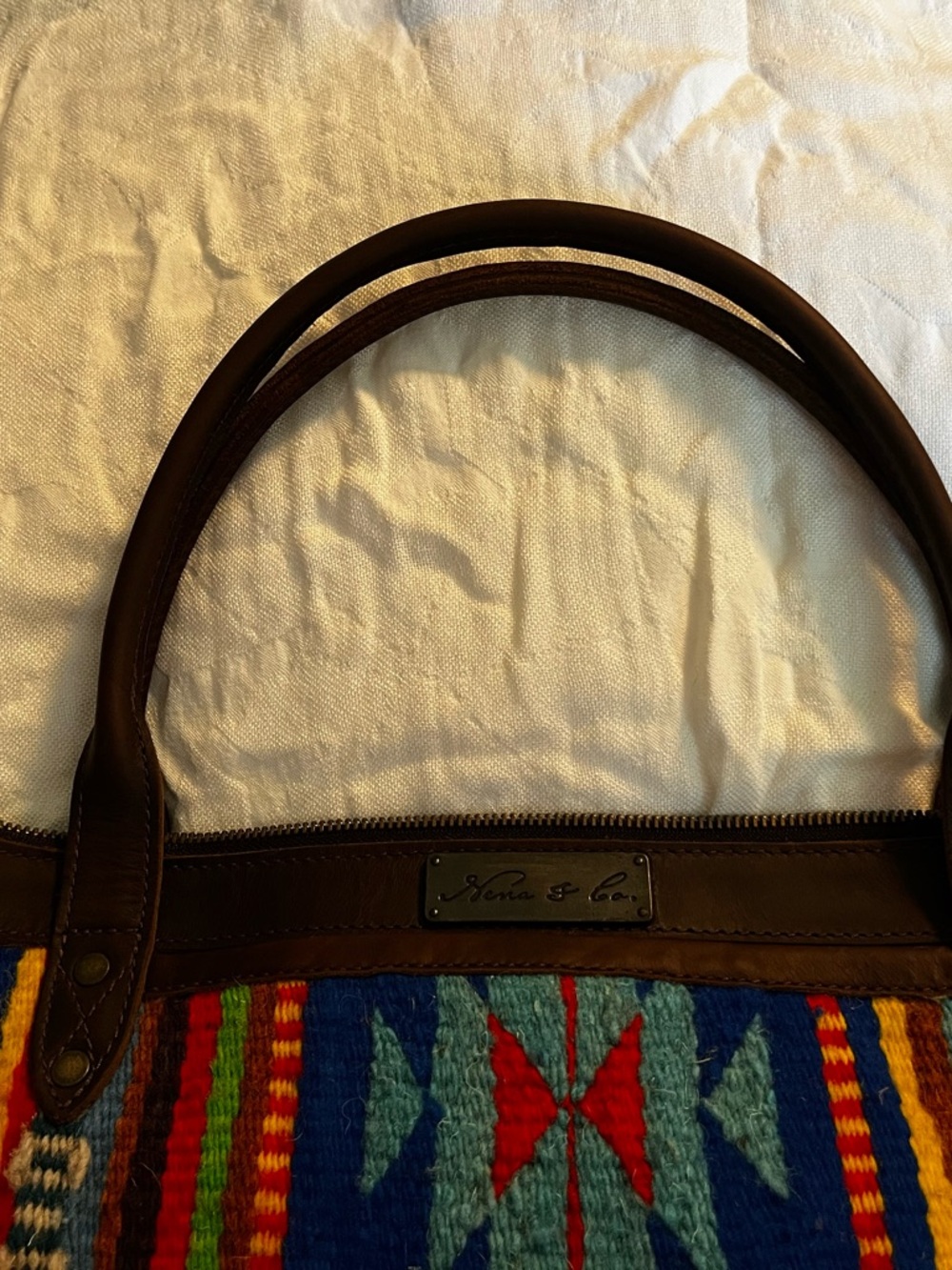 Nena & Co Handcrafted Mexican Wool and Leather Medium Day Bag - Picture 6 of 9